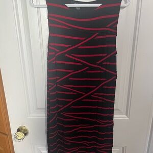 Le Chateau Black Dress with Red Stripes